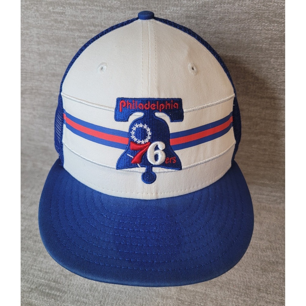 New Era 9Fifty Philadelphia 76ers Stripe Snapback Hat Royal Blue White Red‎